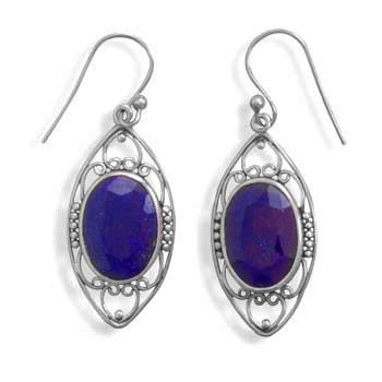 Natural Faceted Sapphires in Sterling Earrings