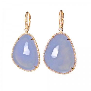 Chalcedony Earrings in Rose Gold with Diamonds
